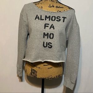 Almost Famous, graphic crop sweatshirt, size M, grey